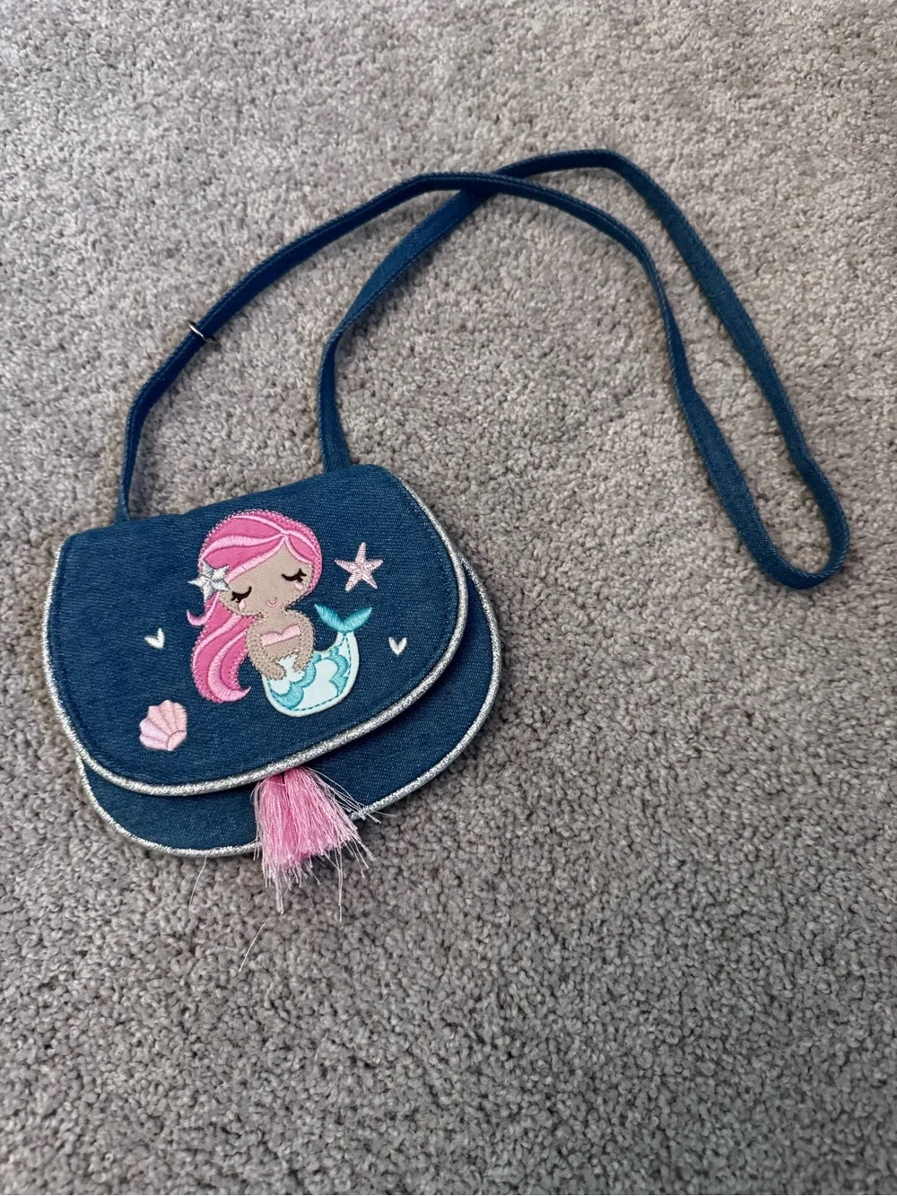 Earth Nymph Mermaid Kids Crossbody Bag, Blue, Small